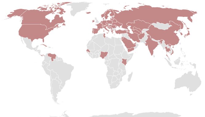 Overview of the countries in which Schmidt vehicles are used at airports